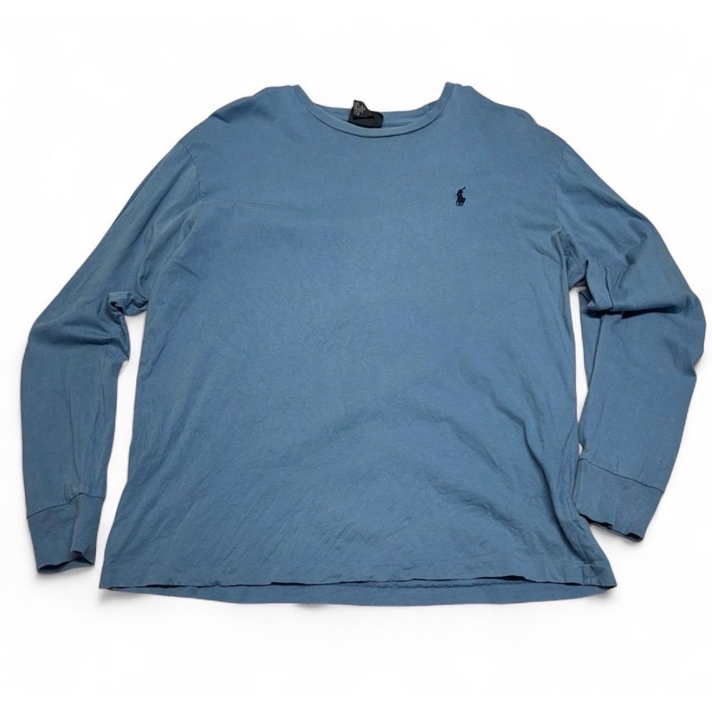 Polo Ralph Lauren Mens Long Sleeve T-Shirt Blue Cotton Crew Neck Pony Logo M